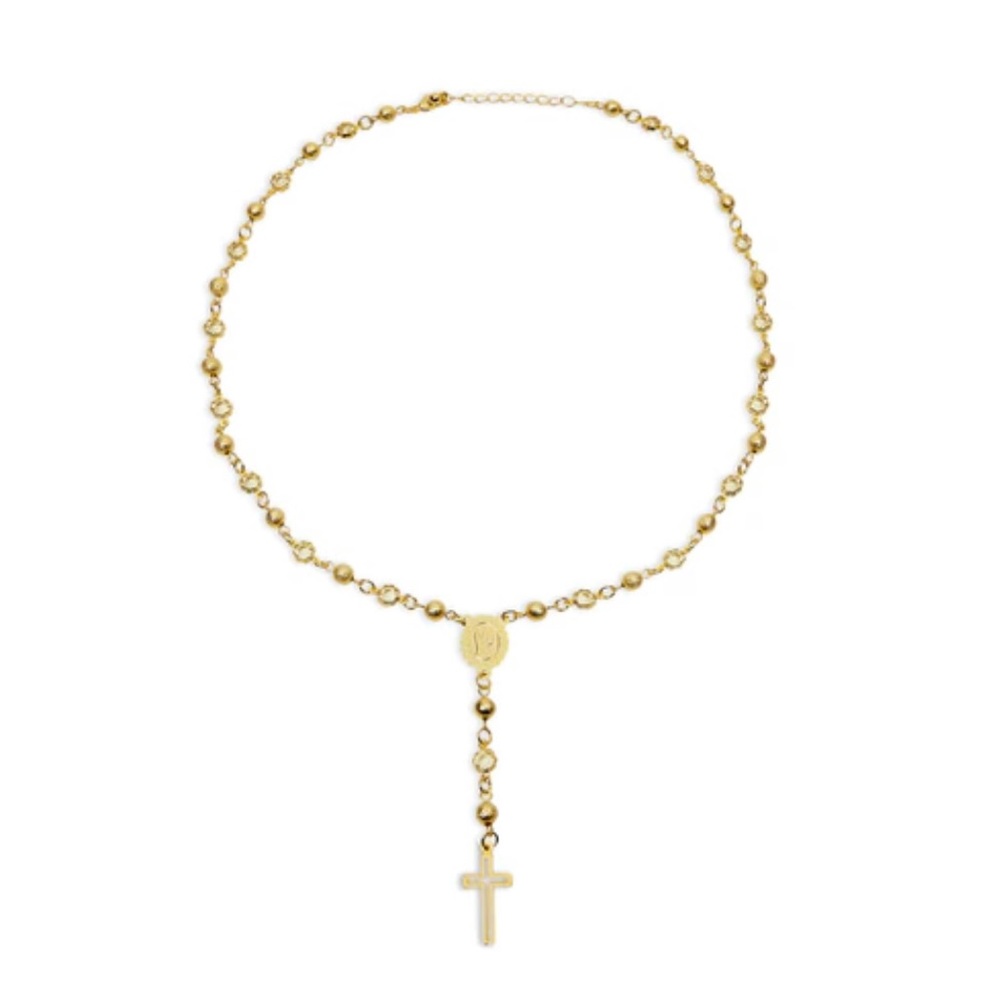 M Jewelers Mary Cross Rosary Gold Necklace